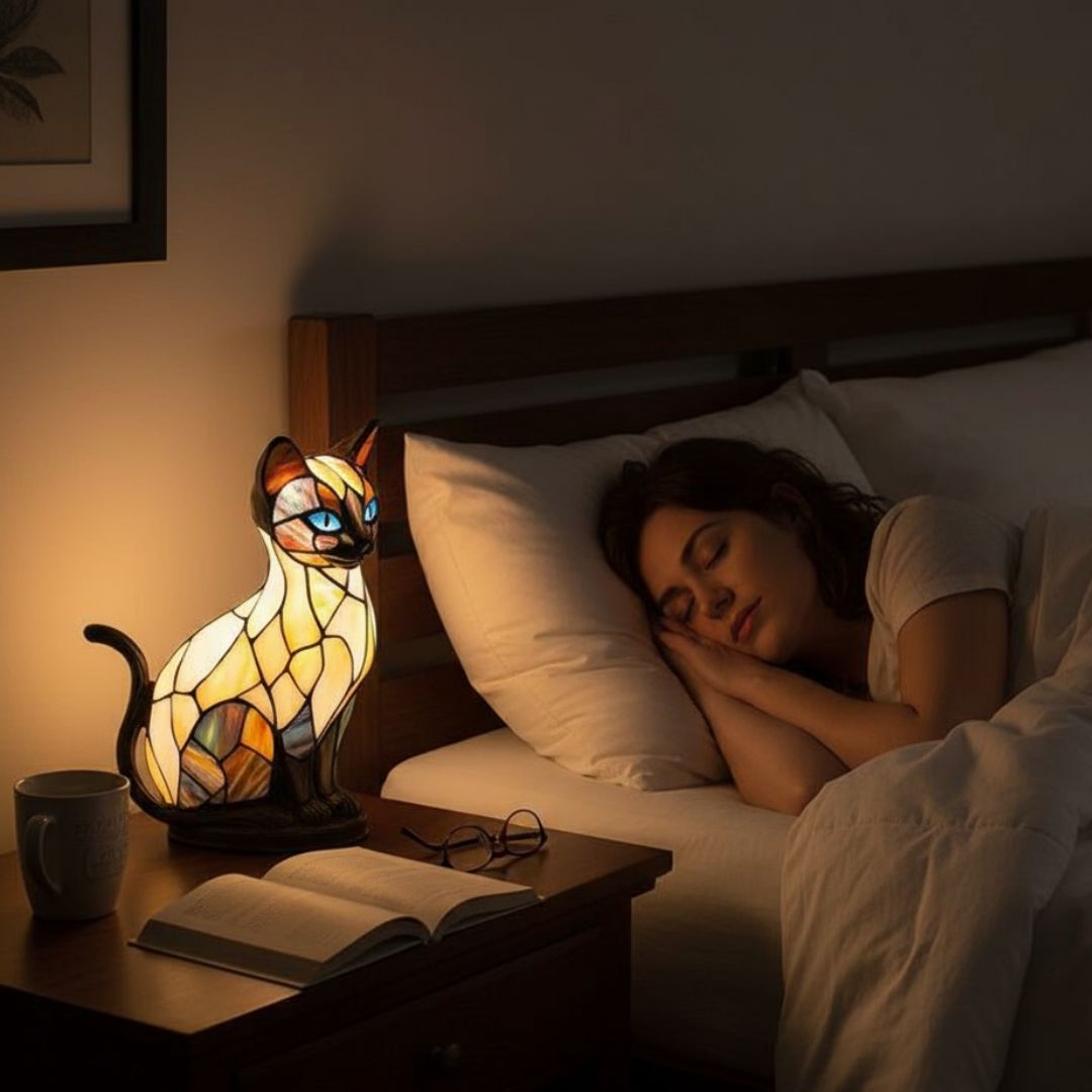 Luna luminous cat - handmade lamp that makes hearts shine