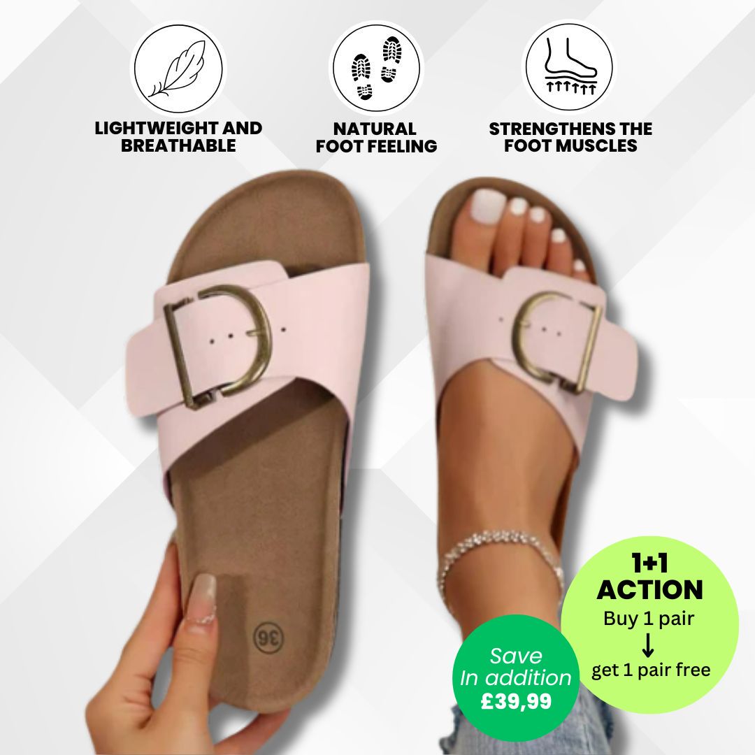 OrthoMia - Pain-relieving cork sandals with buckle belt design for women - Special Action 1+1 Free