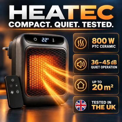HEATEC – Energy-Efficient Portable Comfort Heater with Powerful Heating Performance & Safety System, No Installation Required | Up to 20 m²