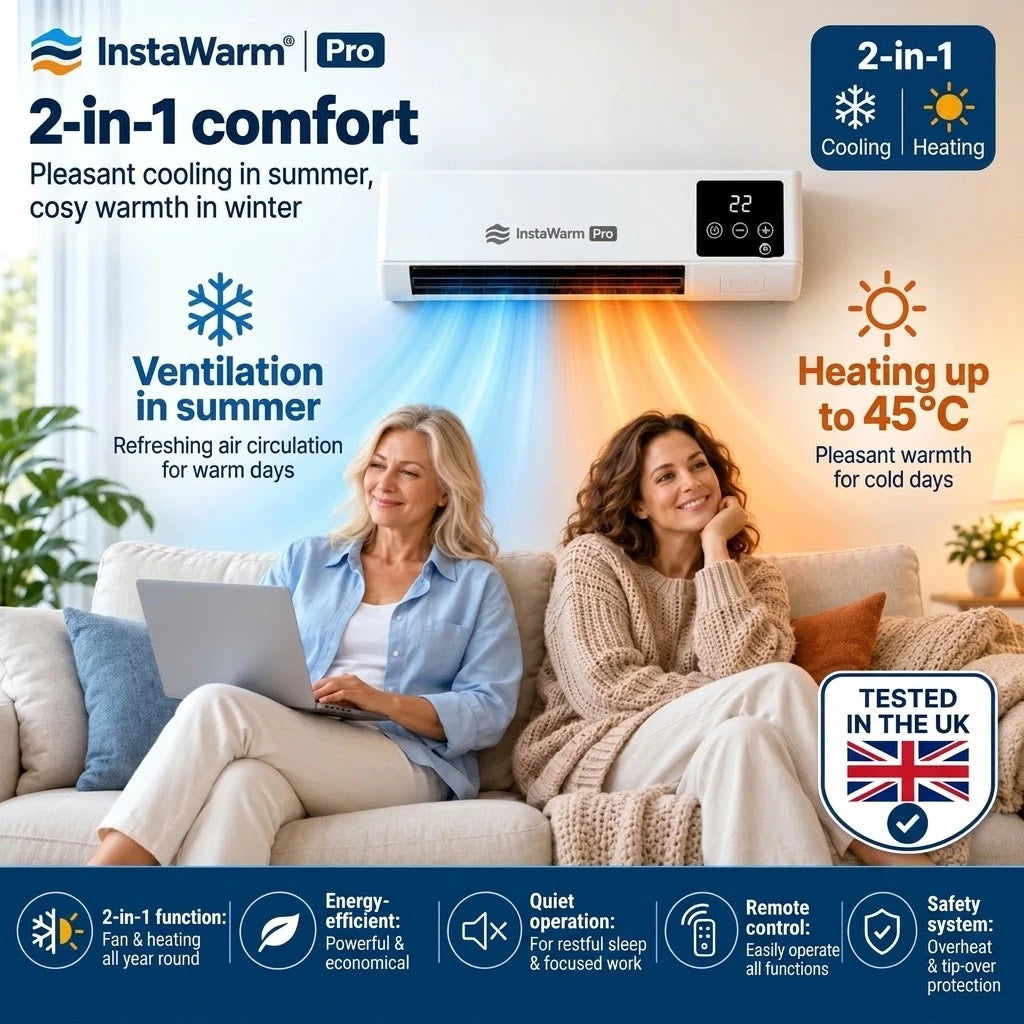 InstaWarm Pro – energy-saving portable comfort heater with high heating output & safety system | No installation required, up to 51 m²