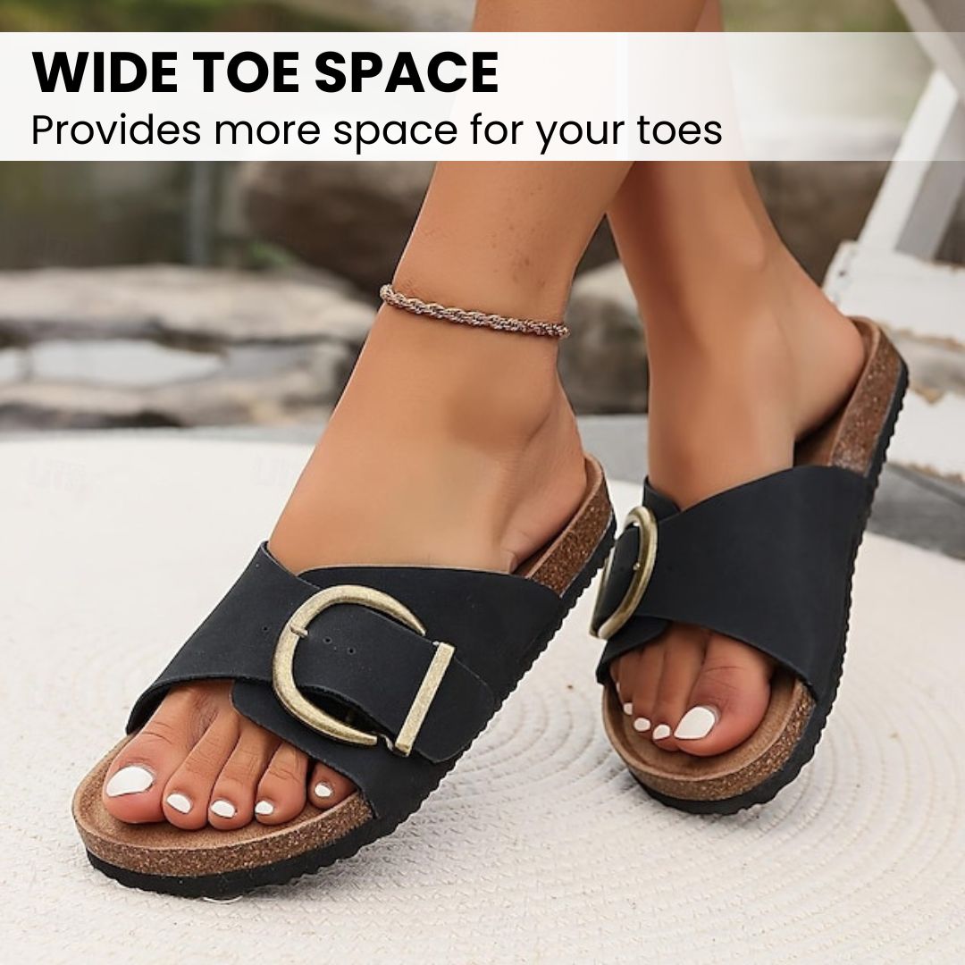 OrthoMia - Pain-relieving cork sandals with buckle belt design for women - Special Action 1+1 Free